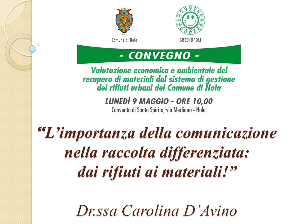 Convegno Nola, 9 maggio 2016 - Presentazione Carolina D'Avino